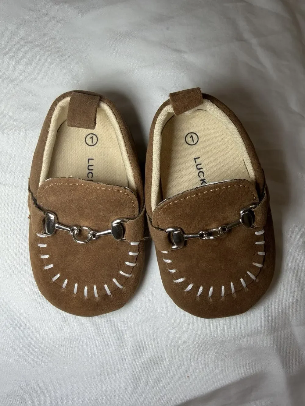 Lucky Brand Baby Loafers/ Moccasins Brown Faux Leather Unisex Size 1 (3-6 MOS)